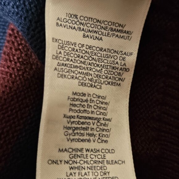 Preppy Mens Chaps zip collar crested stripped preppy colligate textured sweater - Picture 7 of 9